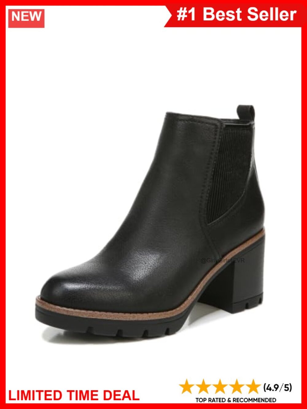Water-Repellent Faux Suede Chelsea Ankle Bootie 3in Block Heel